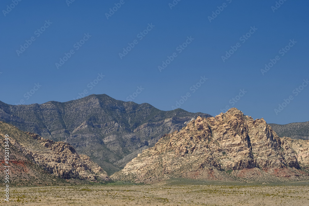Rocks and mountains in the Red Rock Valley of Nevada