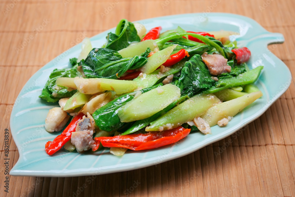 Stir fried kale with salted fish Stir fried kale with salted fish