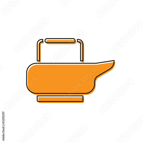 Orange Bedpan icon isolated on white background. Toilet for bedridden patients. Vector
