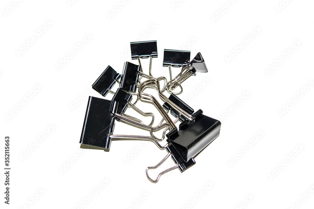 Black Paper clips, isolated on white background.
Black Paper clips, isolated on white background.