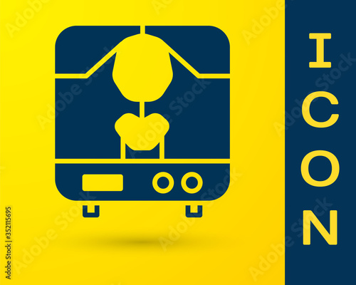 Blue X-ray machine icon isolated on yellow background. Vector