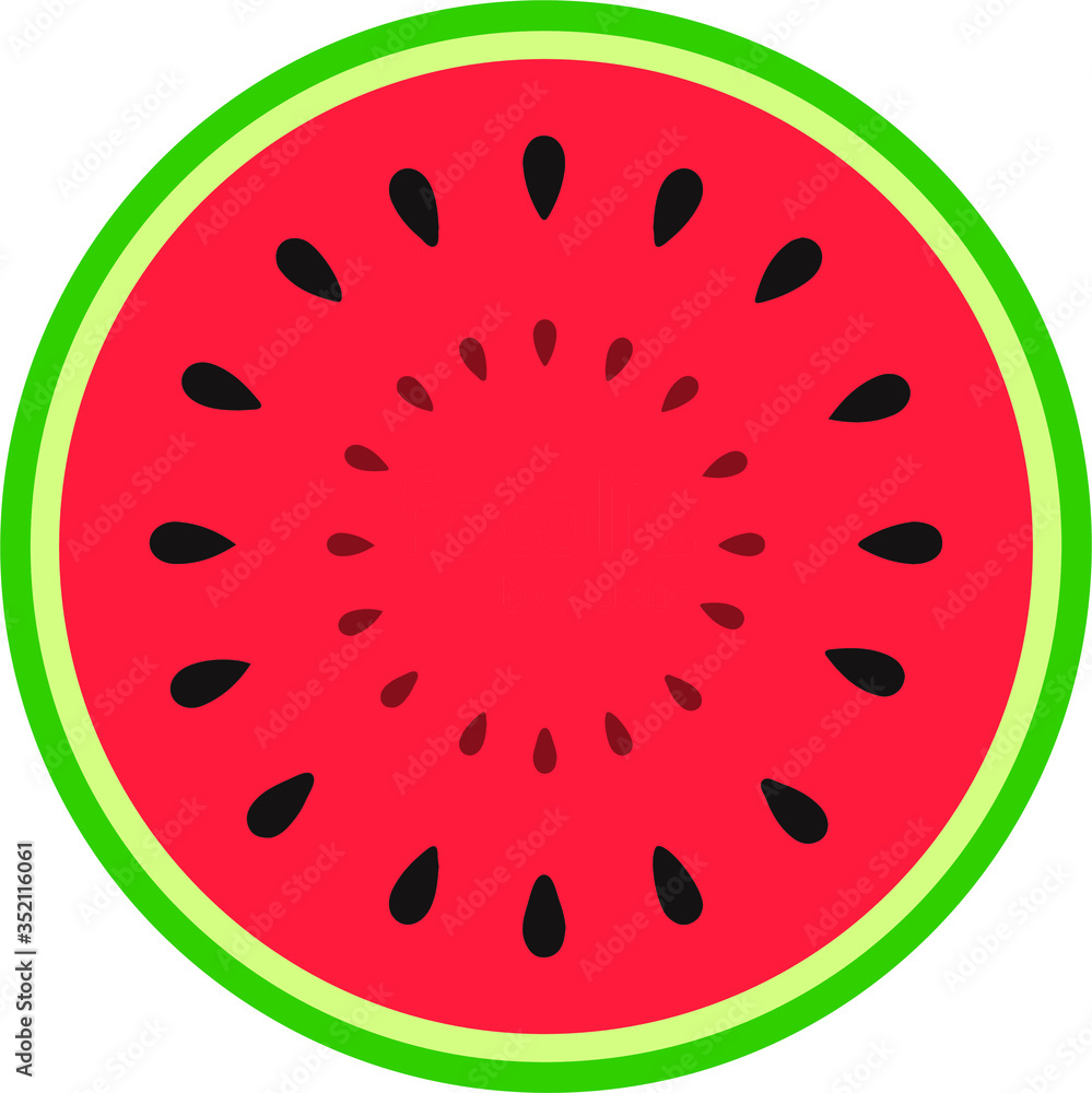 Fototapeta premium watermelon piece round cartoon vector illustration