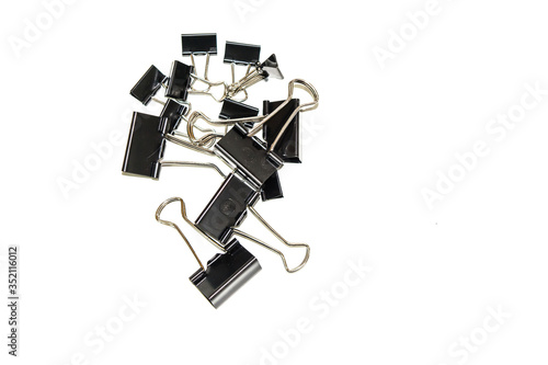 Black Paper clips, isolated on white background. 