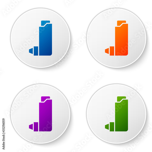 Color Inhaler icon isolated on white background. Breather for cough relief, inhalation, allergic patient. Set icons in circle buttons. Vector