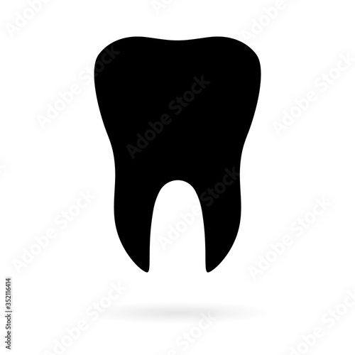Tooth with shadow flat icon isolated on white background. Tooth vector illustration. Dentistry symbol. Stomatology