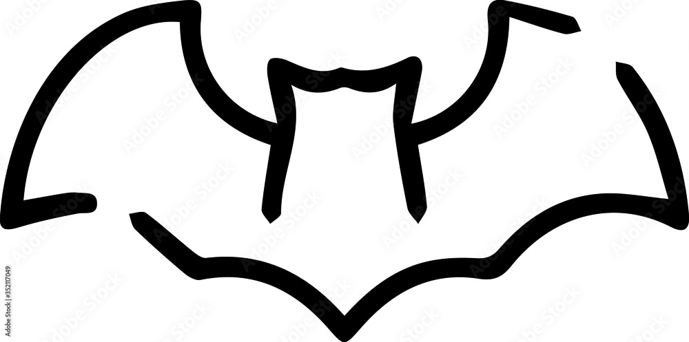 Bat line drawing Halloween icon Bat line drawing Halloween icon