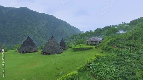 Aerial View Waerebo Traditional House In The Forest Indonesia