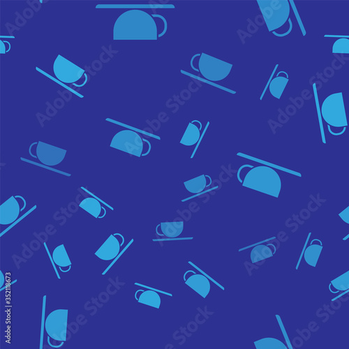 Blue Coffee cup icon isolated seamless pattern on blue background. Tea cup. Hot drink coffee. Vector