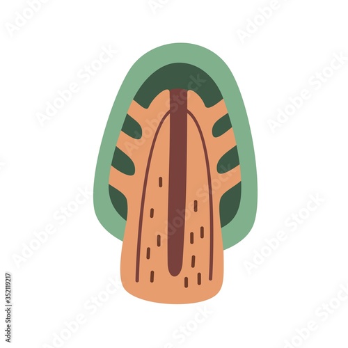 Cute cartoon pine tree flat vector. Pretty forest plant icon, sign for eco logo. Emblem for workshop working with wood or clip art illustration for childrens book.