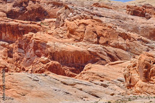 Various rock walls some of Red Aztec Sandstone found in the Nevada Desert