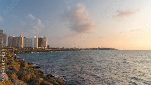 View of Tel Aviv in the evening. Skyscrapers against the sky, Israel.