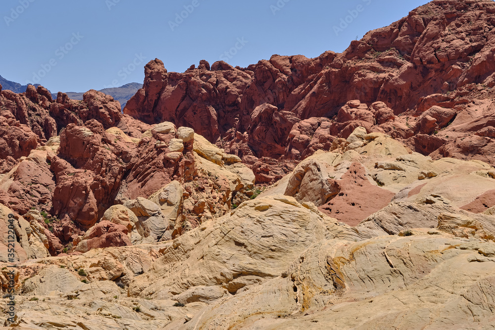 Patterns and colors of rocky outcrops in the Nevada desert