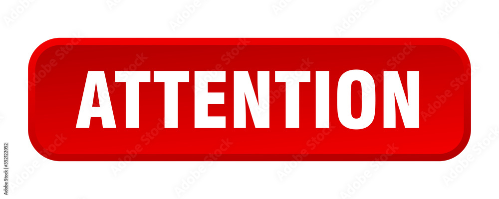 attention button. attention square 3d push button attention button. attention square 3d push button