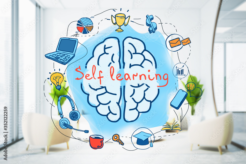 Obraz premium Self education and personal growth sketch in room