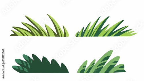 Cute cartoon grass isolated on white background vector. Decorative nice plant clip art, stock flat style clip art illustration for children fairy tale book.