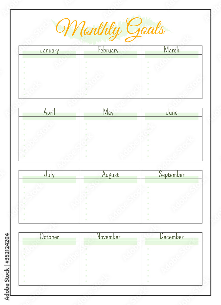 Monthly planner. Timetable for month with goals, to do list and notes. Homework  organizer Stock Vector Image & Art - Alamy