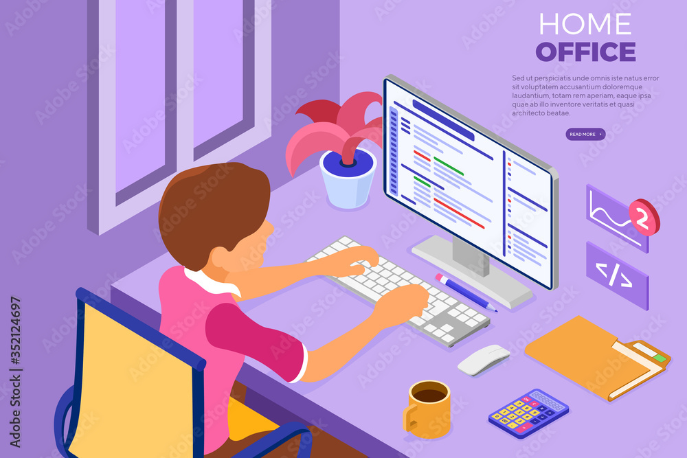 Programmer working at Home Office Programmer working at Home Office