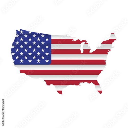 Detailed USA flag map vector art