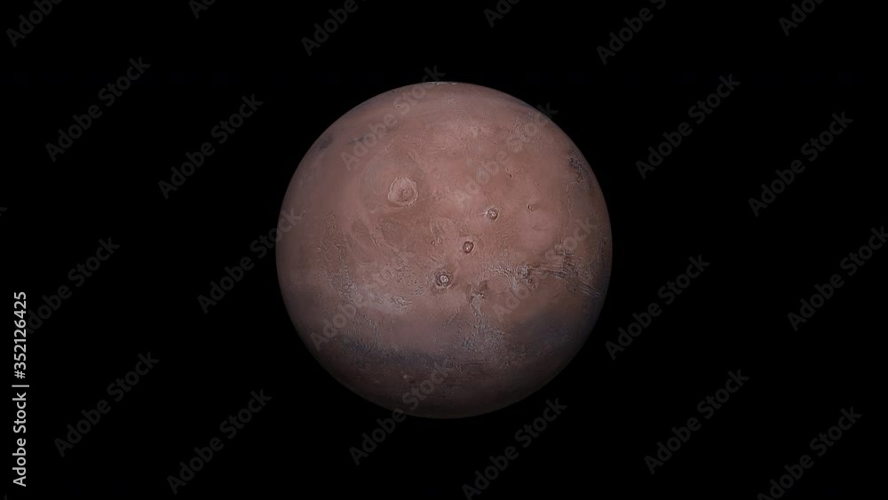 Mars Planet in rotation on black background Mars Planet in rotation on black background