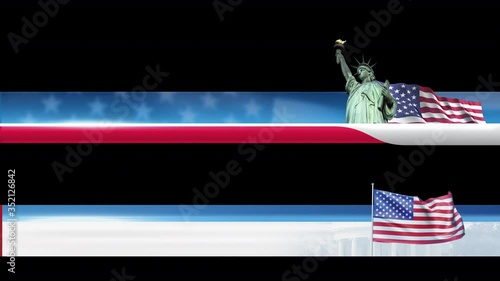 Animated 4k Lower Third with USA Waving Flag on Transparent Background Ready to Compose photo