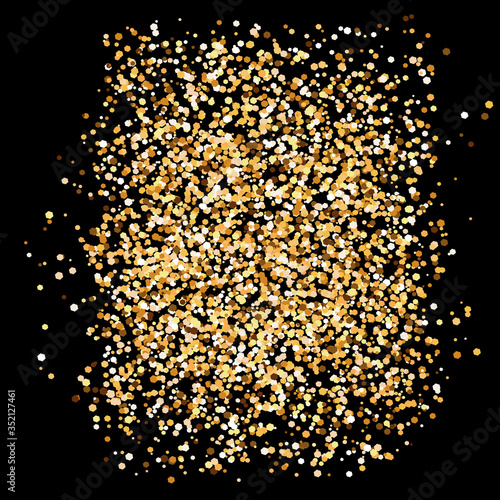 A texture consisting of small particles of gold on a black background. Vector. Use for web design, advertising, backgrounds, labels, banners.