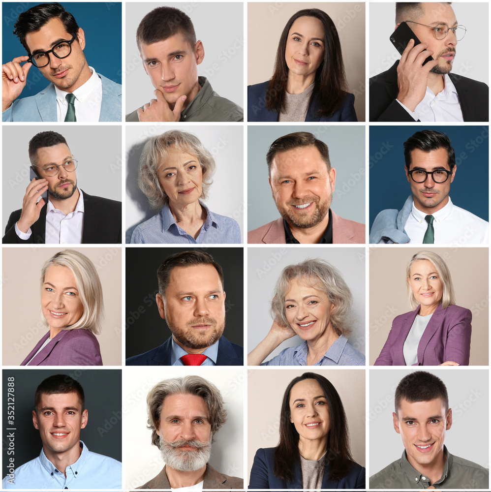 Collage with portraits of different business people Collage with portraits of different business people