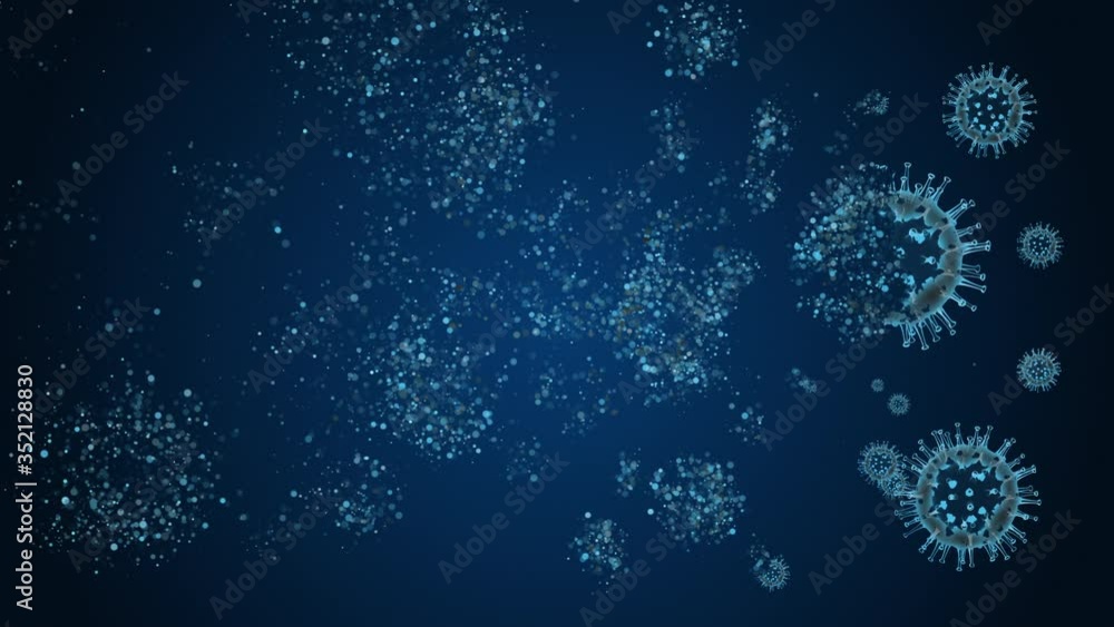 ウイルス、消滅、破壊、壊れる、消える、コロナウイルス、covid-19 / 4K / 青