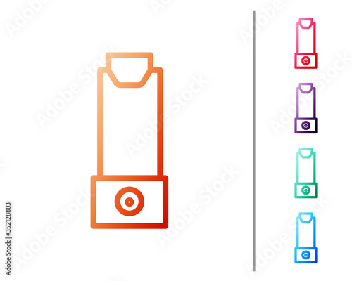 Red line Inhaler icon isolated on white background. Breather for cough relief, inhalation, allergic patient. Set color icons. Vector