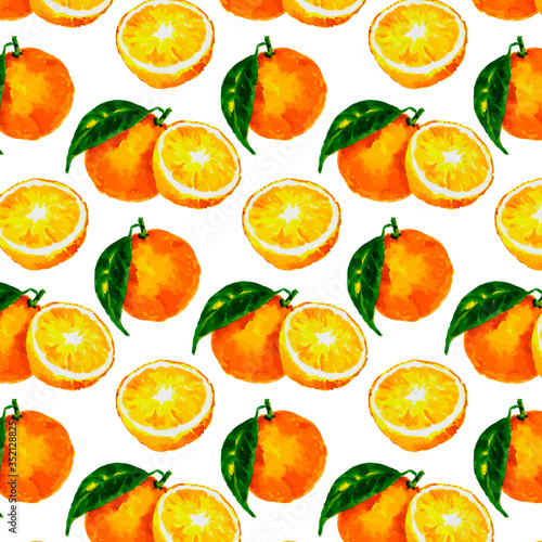 Seamless pattern with watercolor citrus: lemon, orange, grapefruit