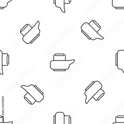 Grey line Bedpan icon isolated seamless pattern on white background. Toilet for bedridden patients. Vector