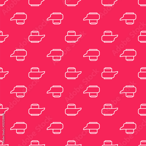White line Bedpan icon isolated seamless pattern on red background. Toilet for bedridden patients. Vector