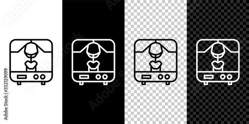 Set line X-ray machine icon isolated on black and white background. Vector