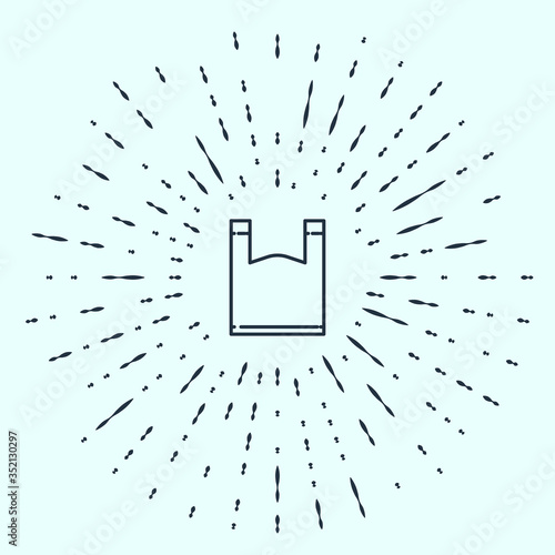 Black line Plastic bag icon isolated on grey background. Disposable cellophane and polythene package prohibition sign. Abstract circle random dots. Vector Illustration