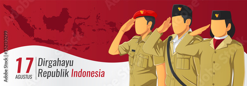 Banner hari kemerdekaan Republik Indonesia - translate Indonesian republic independence day banner 