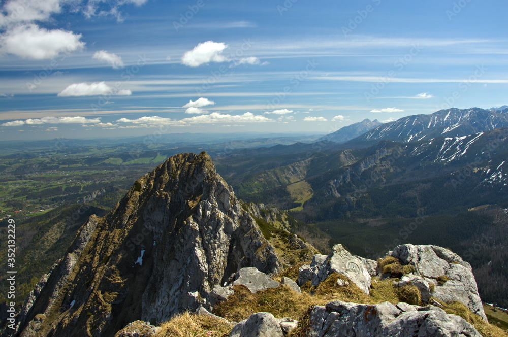Poland Tatra mountains. Blue sky over the Tatra Mountains. Spring in the Tatras. Giewont Poland Tatra mountains. Blue sky over the Tatra Mountains. Spring in the Tatras. Giewont