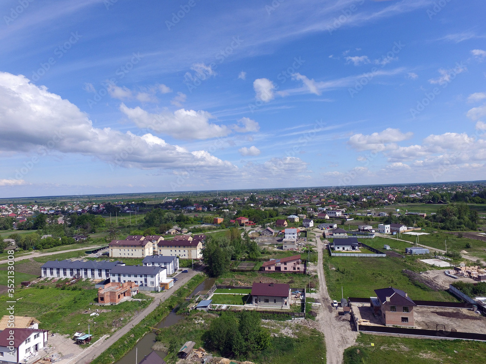 Aerial view of the saburb landscape (drone image).Near Kiev ,Ukraine Aerial view of the saburb landscape (drone image).Near Kiev ,Ukraine