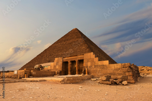 Famous great Giza Pyramids in sand desert in Cairo.