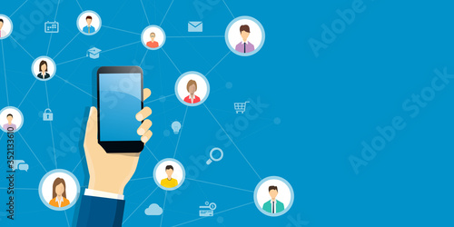 technology online working  on  social network connection network concept and business web banner concept