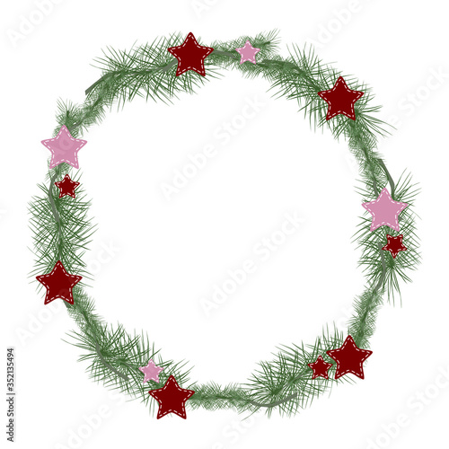 New year's wreath. A wreath of Christmas tree with stars for Christmas.