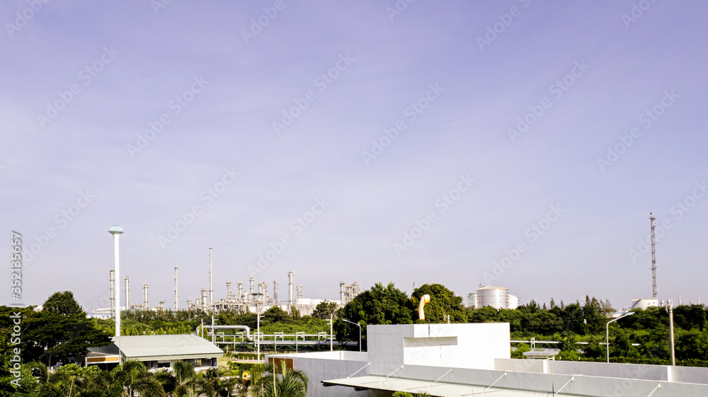 Industrial factory plant with empty space sky background