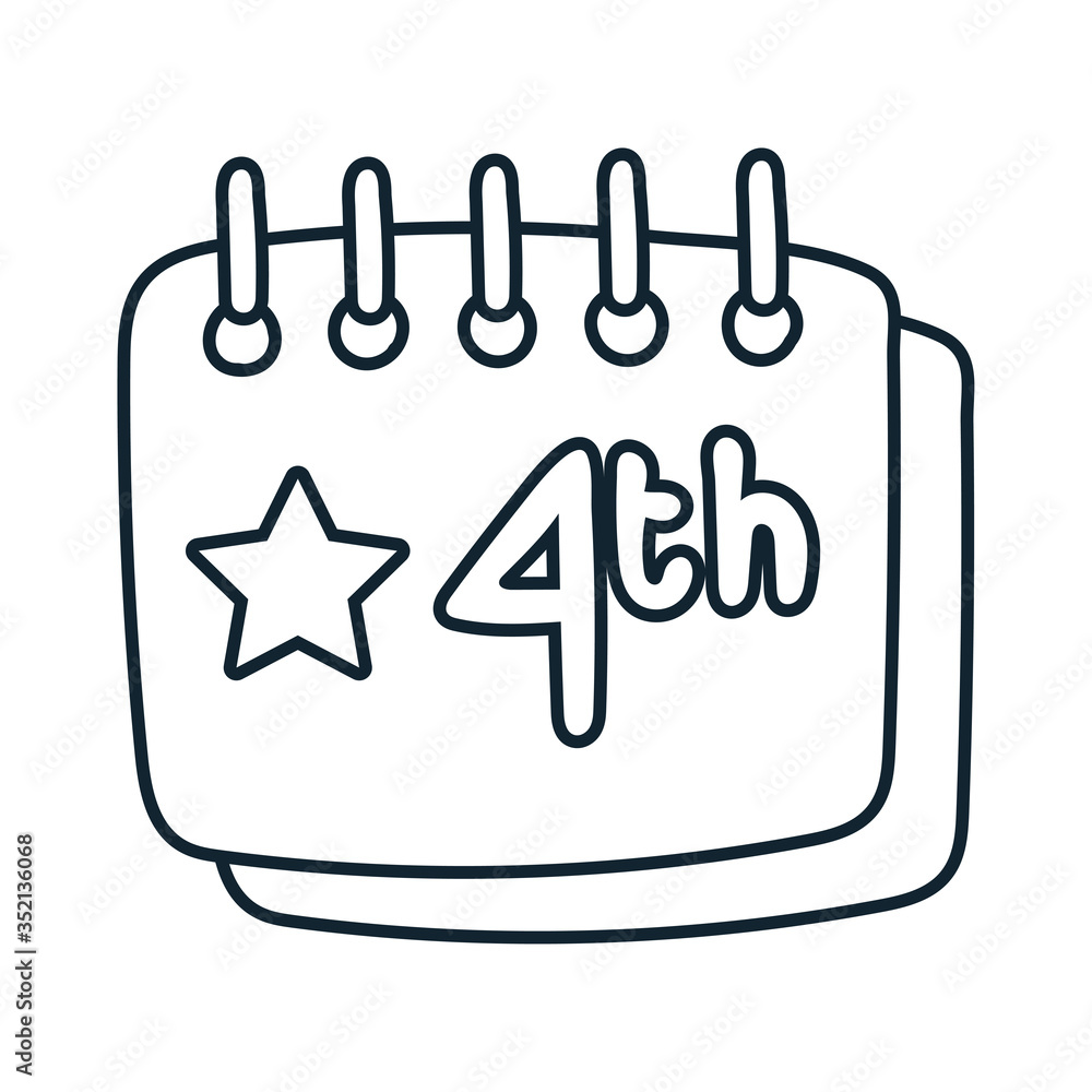 calendar with stars fourth july line style calendar with stars fourth july line style