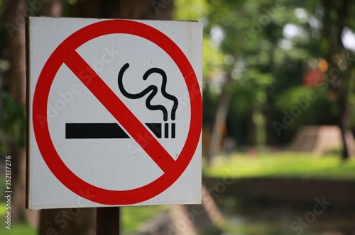 No smoking sign in the park