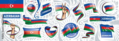 Vector set of the national flag of Azerbaijan in various creative designs © butenkow
