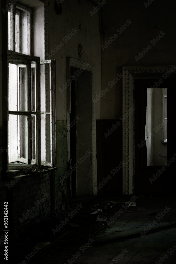 Chernobyl / Ukraine. Chernobyl exclusion zone. Ruins of abandoned places. Zone of high radioactivity. Ruins of buildings. 