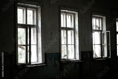 Chernobyl   Ukraine. Chernobyl exclusion zone. Ruins of abandoned places. Zone of high radioactivity. Ruins of buildings. 
