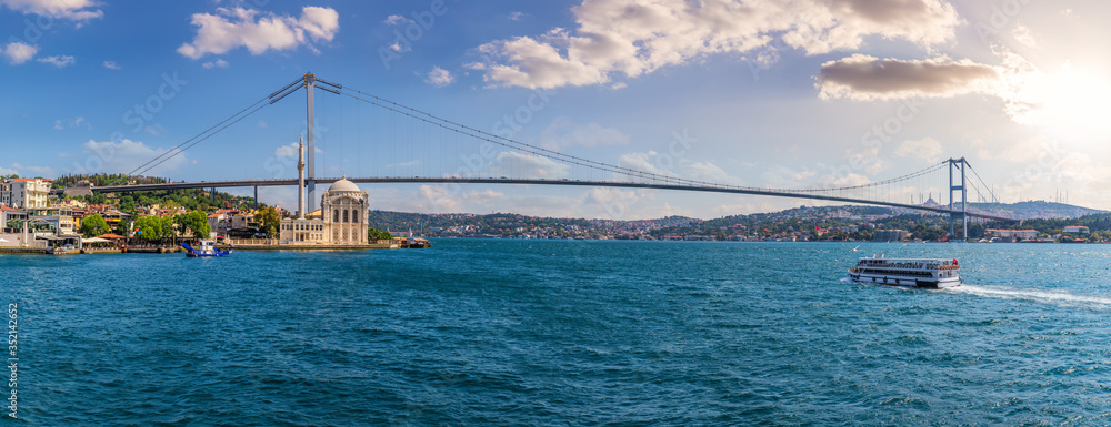 Fototapeta premium The Bosphorus Bridge or the 15 July Martyrs Bridge panorama, Istanbul, Turkey