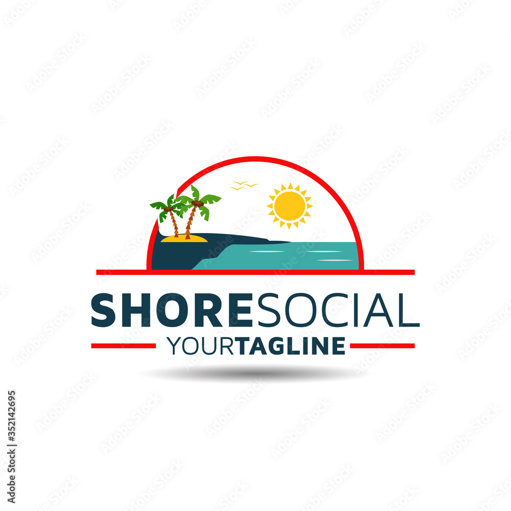 Fototapeta premium Island tourism vector logo design template