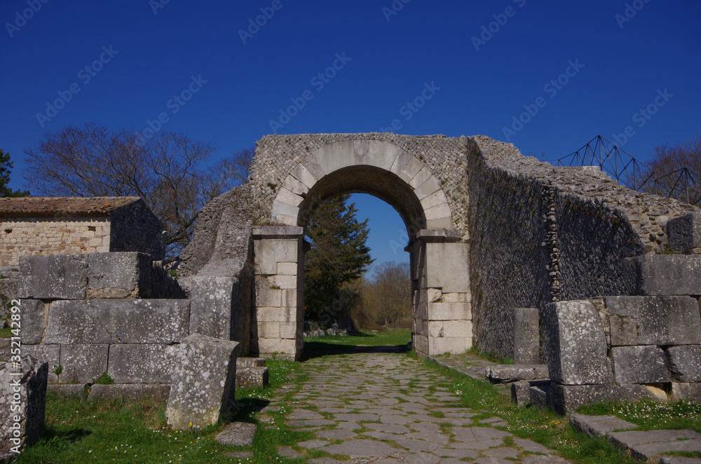 One of the four entrance doors to the archaeological site of Altilia. Sepino - Molise - Italy