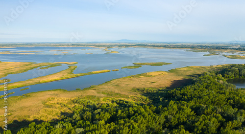 Aerial view of Tisza Lake.