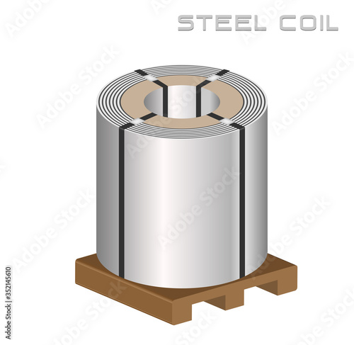 Rolled steel coil, Eye-up mother coil, Plate metal sheet industry, 3D icon